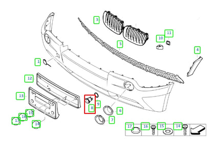 NEW BMW X3 E83 FRONT LEFT CENTER PDC MOUNT BRACKET 51113402845 3402845 ORIGINAL