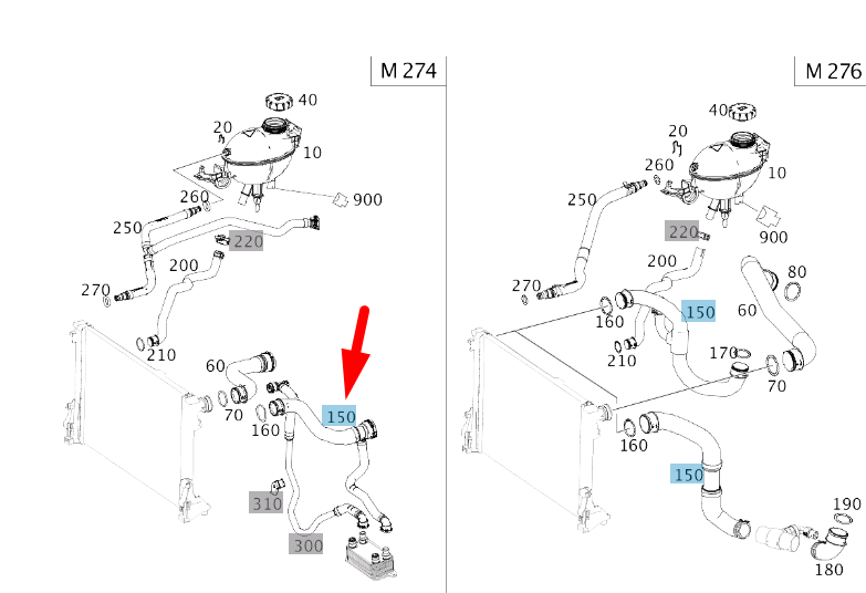new mercedes-benz cls c218 right radiator coolant hose a2185011282 original