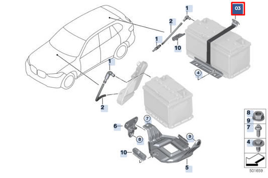 new bmw x6 g06 battery holder strap 61216819636 original