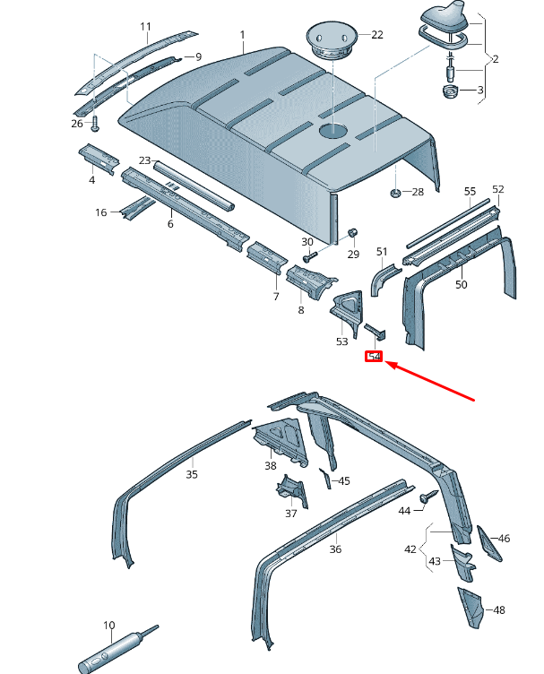 NEW VW TRANSPORTER VI T6 HIGH ROOF RIGHT MOUNTING BLOCK 7H3817188B ORIGINAL