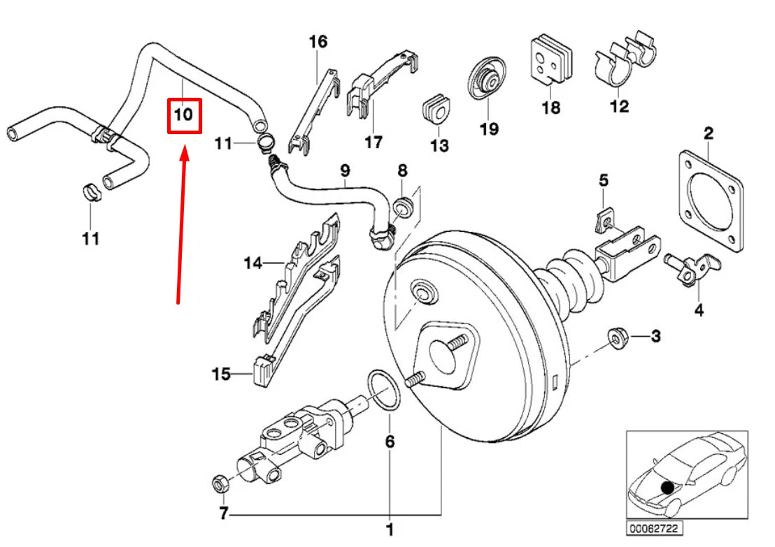 NEW BMW 5 E39 BRAKE BOOSTER VACUUM HOSE 2229062 34302229062 ORIGINAL
