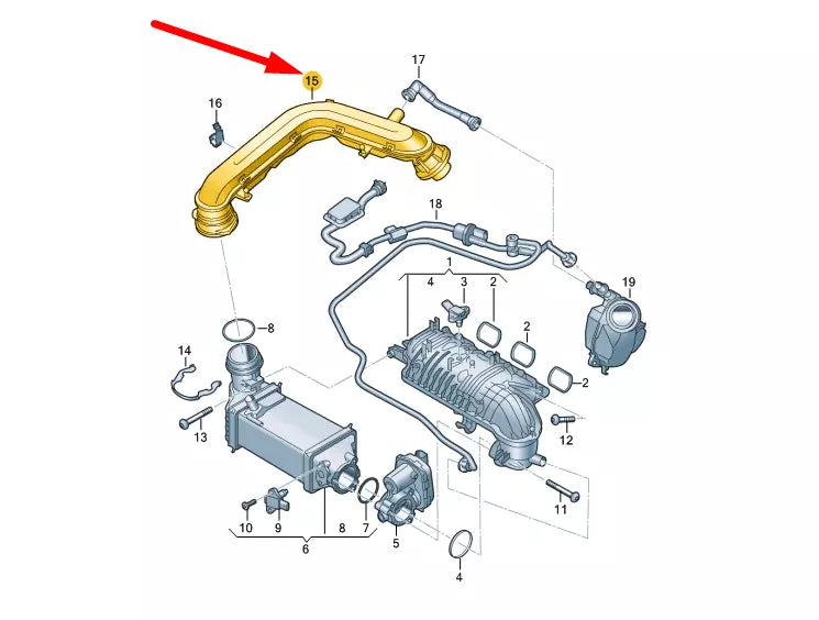 NEW VOLKSWAGEN GOLF MK8 CHARGE AIR COOLER PRESSURE PIPE 05C145673B ORIGINAL