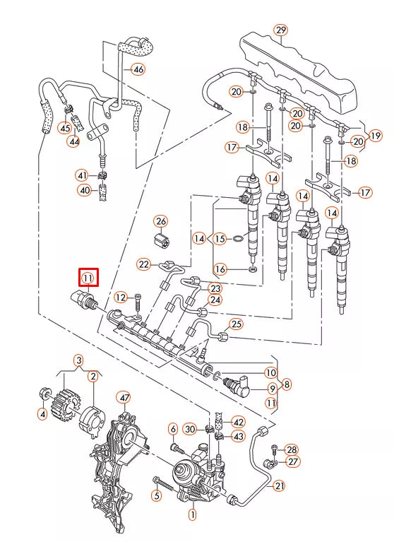NEW AUDI A6 C7 FUEL RAIL PRESSURE SENSOR 04L906054 2016 2.0 DIESEL