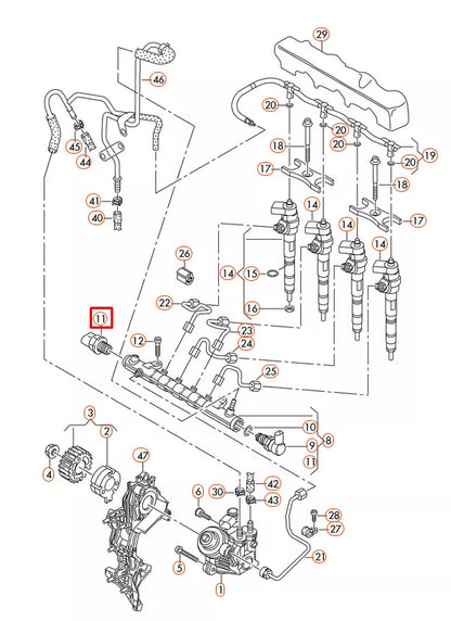 NEW AUDI A6 C7 FUEL RAIL PRESSURE SENSOR 04L906054 2016 2.0 DIESEL