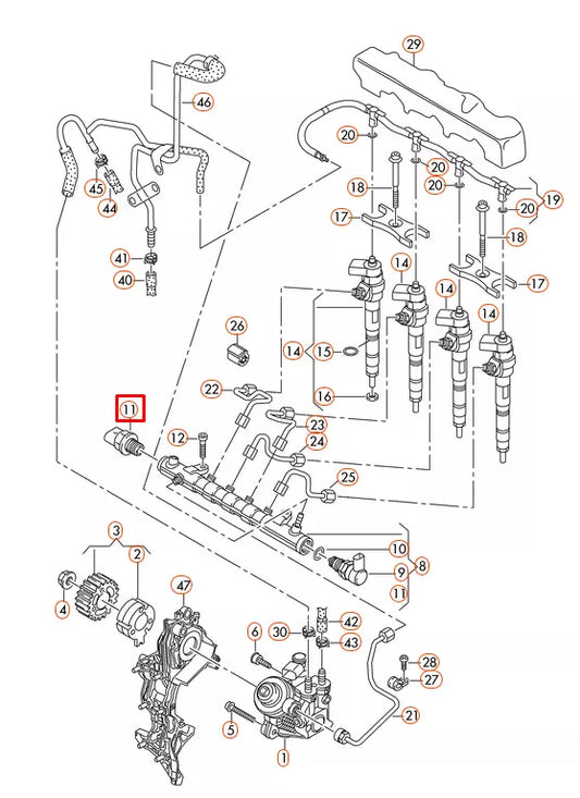 NEW AUDI A6 C7 FUEL RAIL PRESSURE SENSOR 04L906054 2016 2.0 DIESEL