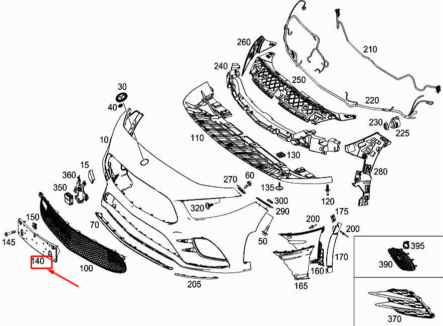 new mercedes-benz a w177 front bumper license plate holder a1778803900 original