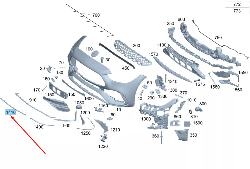 NEW MERCEDES-BENZ C W206 AMG FRONT BUMPER CENTER LOWER TRIM A2068855802 ORIGINAL