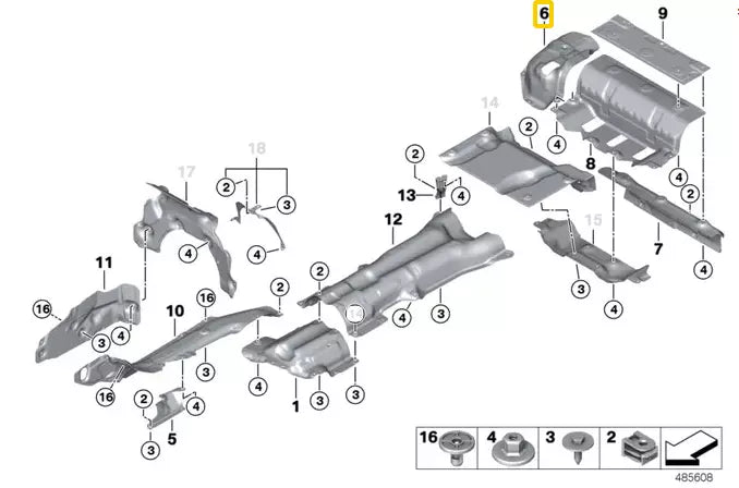 NEW BMW 5 G30 REAR HEAT PROTECTION SPLASH SHIELD 51487340824 ORIGINAL