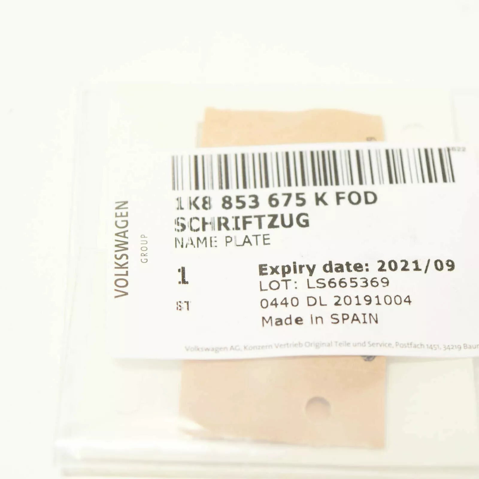 NEW VW SCIROCCO MK3 REAR TAILGATE TRUNK LID EMBLEM 1K8853675K FOD ORIGINAL