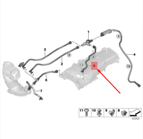 new bmw 1 f20 fuel tank breather line 13907645854 7645854 original