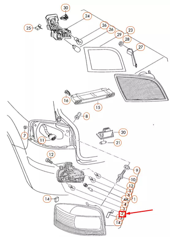 NEW AUDI A3 8P REAR LEFT OUTER TAIL LIGHT BULB HOLDER LHD 8P3945257