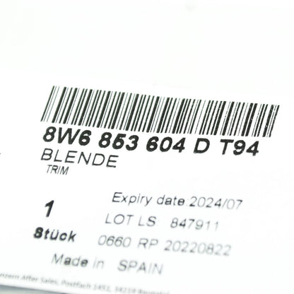 NEW AUDI A5 SPORTBACK F5 FRONT RIGHT FENDER TRIM 8W6853604DT94 ORIGINAL