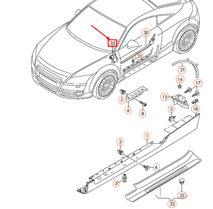 NEW AUDI TT 8J RIGHT A-PILLAR OUTER COVER 8J0853172A ORIGINAL