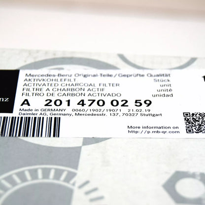 NEW MERCEDES-BENZ 190 W201 ACTIVATED CHARCOAL FILTER A2014700259 ORIGINAL
