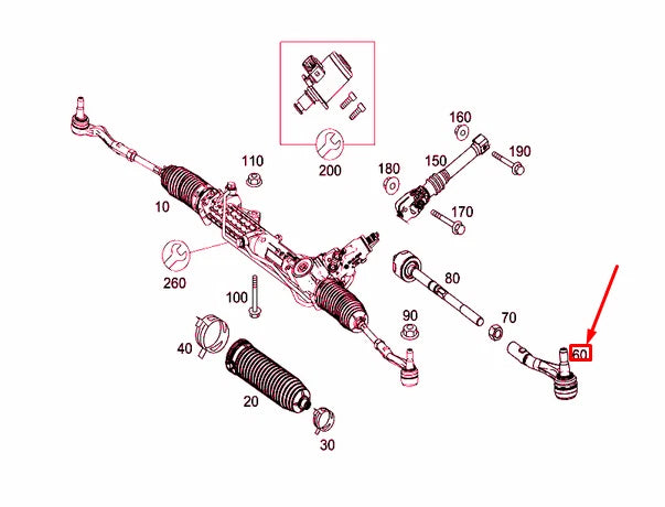 NEW MERCEDES-BENZ SLK R172 STEERING RIGHT OUTSIDE TIE ROD A2043301003 ORIGINAL