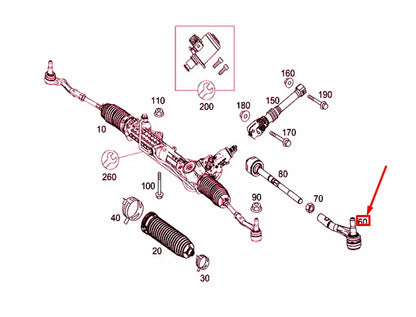 NEW MERCEDES-BENZ SLK R172 STEERING RIGHT OUTSIDE TIE ROD A2043301003 ORIGINAL