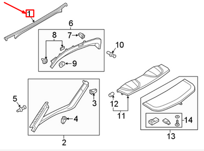 new audi tt 8s fv quattro coupe upper liftgate trim 8s8827229a original