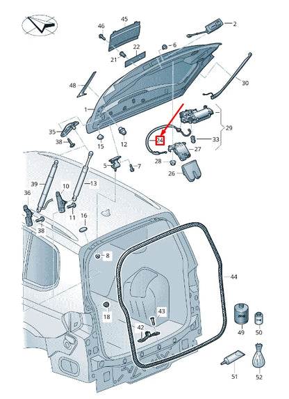 NEW VW TOURAN 5T REAR LID LOCK BOWDEN CABLE 5TA827535B ORIGINAL