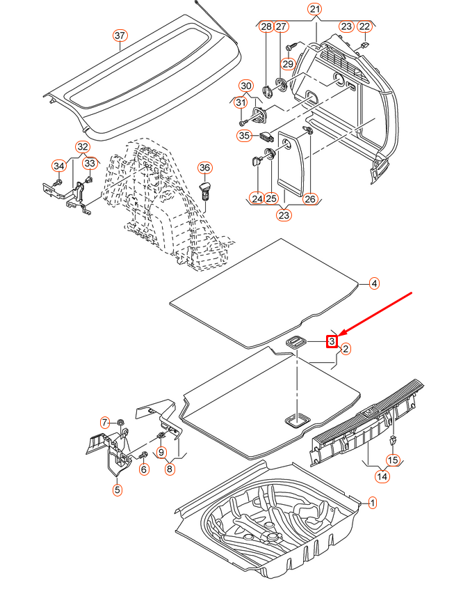 NEW AUDI A3 8V LUGGAGE FLOOR HANDLE 8K98616974PK ORIGINAL