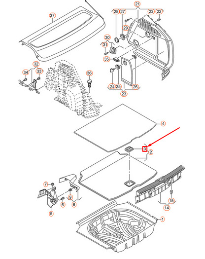 NEW AUDI A3 8V LUGGAGE FLOOR HANDLE 8K98616974PK ORIGINAL