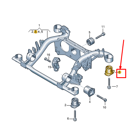 new audi q4 e-tron rear suspension crossmember rear insulator 1ea505145k