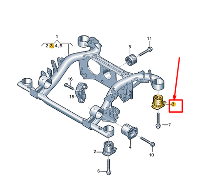 new audi q4 e-tron rear suspension crossmember rear insulator 1ea505145k