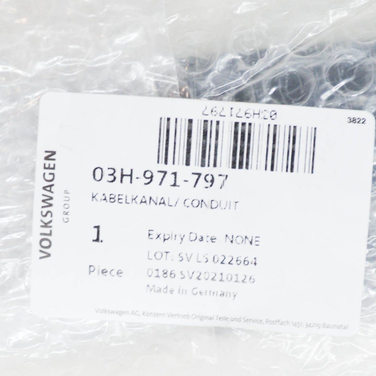 NEW VOLKSWAGEN CC UPPER CABLE GUIDE WIRING CONDUIT 03H971797 ORIGINAL