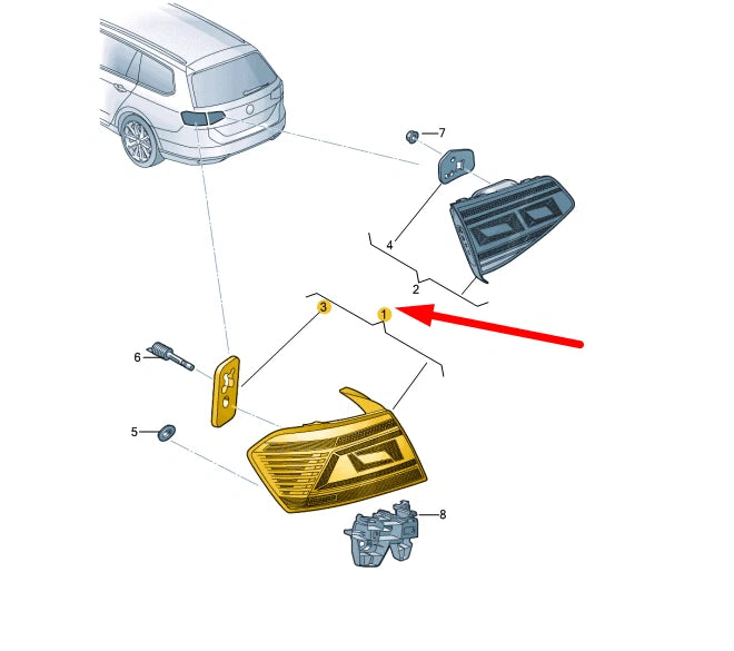 NEW VW PASSAT VARIANT B8 3G5 REAR LEFT OUTER LED TAILLIGHT 3G9945207N ORIGINAL