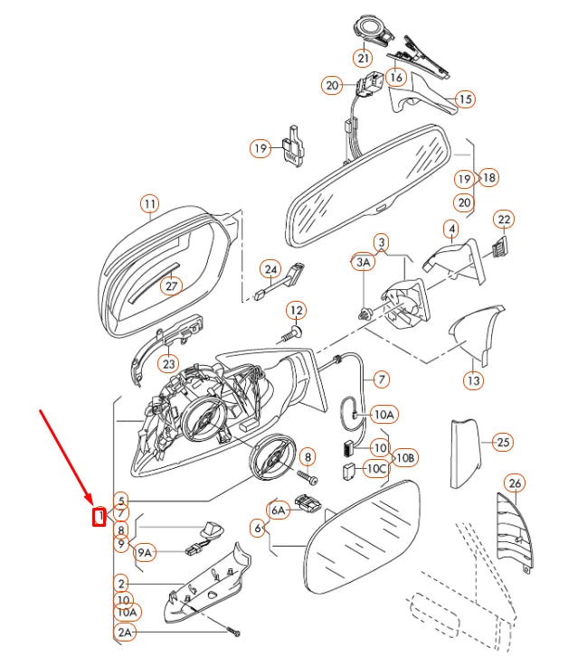 NEW AUDI A4 B8 FRONT LEFT DOOR MIRROR ASSEMBLY LHD 8K1857409AK01C ORIGINAL