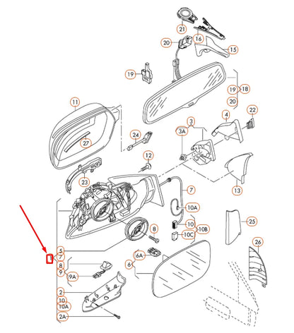 NEW AUDI A4 B8 FRONT LEFT DOOR MIRROR ASSEMBLY LHD 8K1857409AK01C ORIGINAL