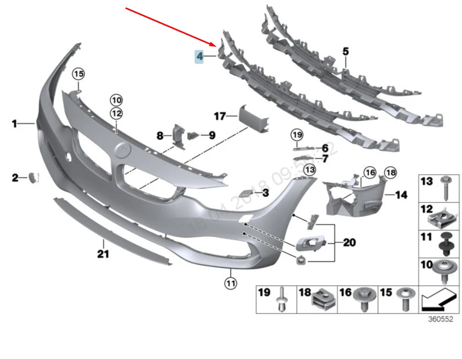 NEW BMW 4 F36 FRONT BUMPER CENTER AIR INTAKE TRIM SPORT 51117294838 2016