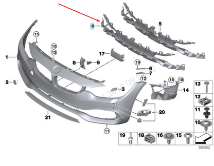 NEW BMW 4 F36 FRONT BUMPER CENTER AIR INTAKE TRIM SPORT 51117294838 2016