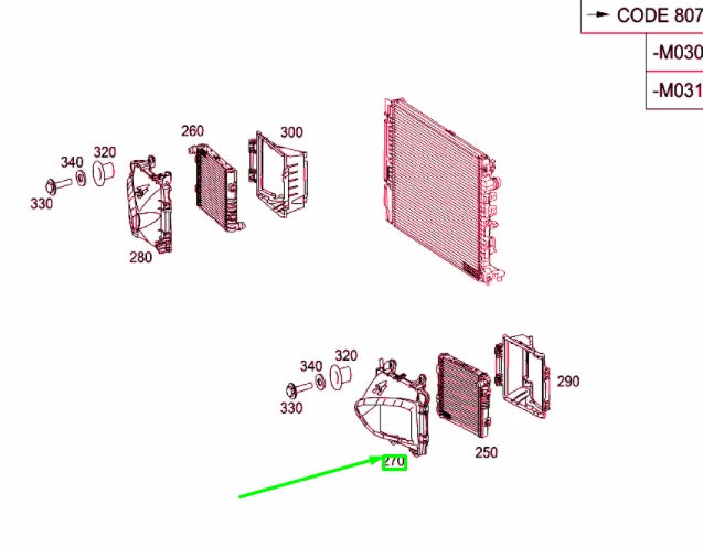 NEW MB AMG GT C190 AIR WATER COOLER LEFT AIR DEFLECTOR BOX A1905050030