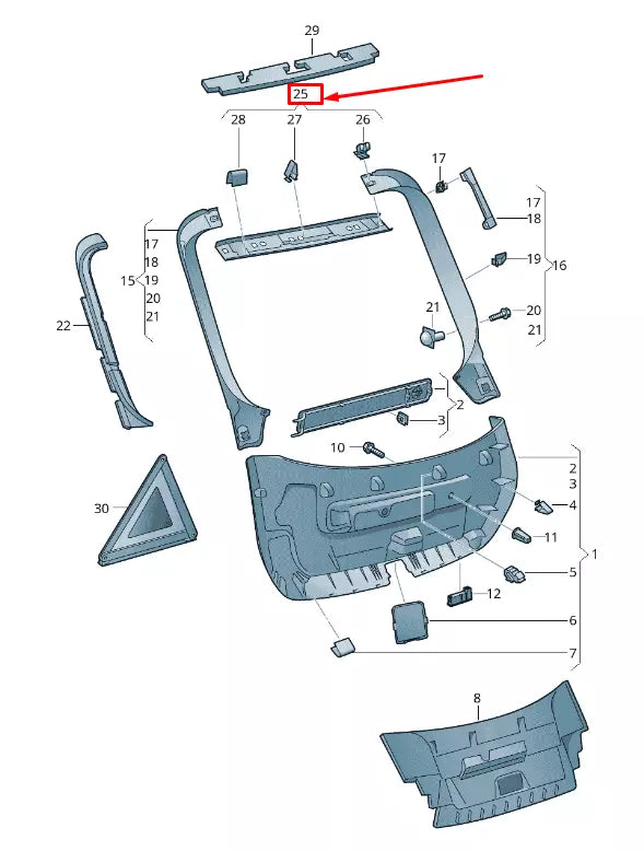 NEW AUDI A7 SPORTBACK 4G CENTER UPPER REAR LID TRIM PANEL 4G8867606ADL2