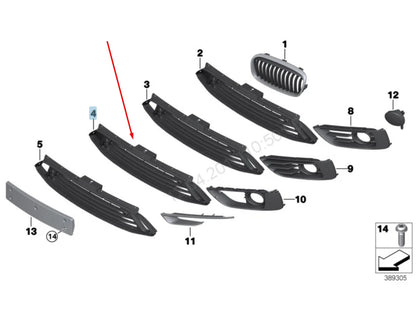 NEW BMW 2 F45 FRONT BUMPER CENTER GRILLE SPORT LINE PDC 51117364731 2015