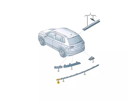 NEW VOLKSWAGEN TIGUAN AD REAR LEFT OUTER BUMPER REFLECTOR 5NA945103A