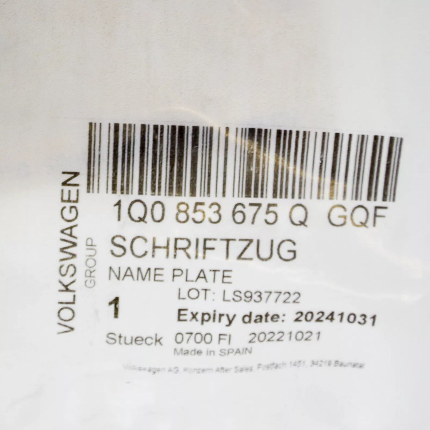 NEW VW TIGUAN 5N REAR TRUNK TSI BADGE EMBLEM 1Q0853675Q GQ F ORIGINAL