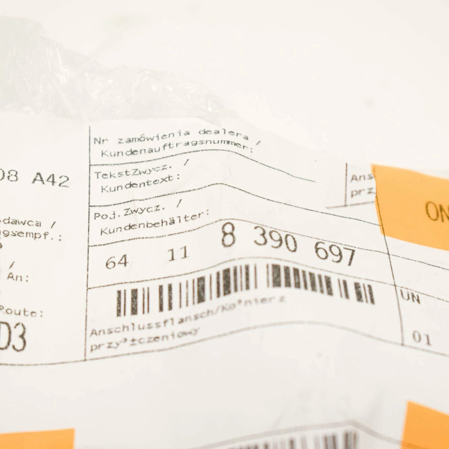 NEW BMW 3 E36 HEATER CORE CONNECTION FLANGE 64118390697 ORIGINAL