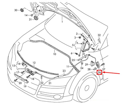 NEW AUDI TT 8J LHD BONNET RELEASE HANDLE BRACKET MOUNT 8J1823633C ORIGINAL