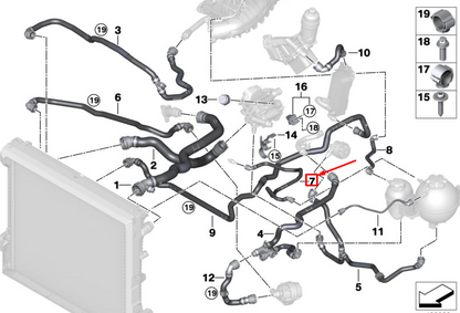new bmw x3 g01 cylinder head-expansion tank hose 17127535528 original