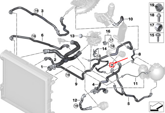 new bmw x3 g01 cylinder head-expansion tank hose 17127535528 original