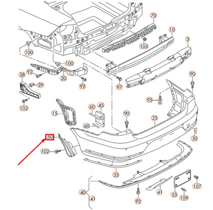 NEW VOLKSWAGEN PASSAT B7 REAR BUMPER RIGHT WHEEL COVER TRIM 3AA807838B