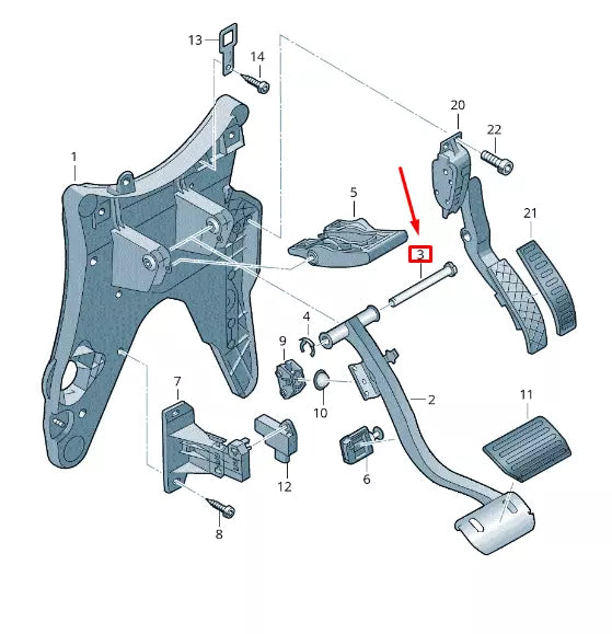NEW VW TOUAREG 7P MK2 FOOT BRAKE PEDAL BEARING SHAFT 7P0723311A ORIGINAL