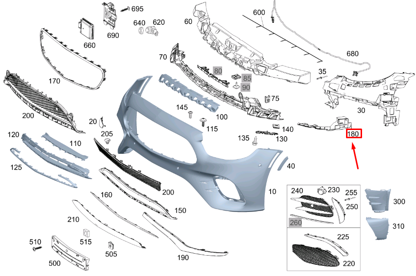 NEW MERCEDES-BENZ E C238 FRONT RIGHT BUMPER HOLDER A2388855901 ORIGINAL