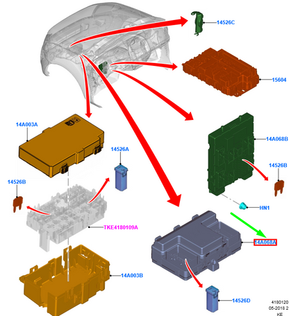 new ford ranger t6 mk1 fuse box assy 2351510 jb3t-14d068-db original