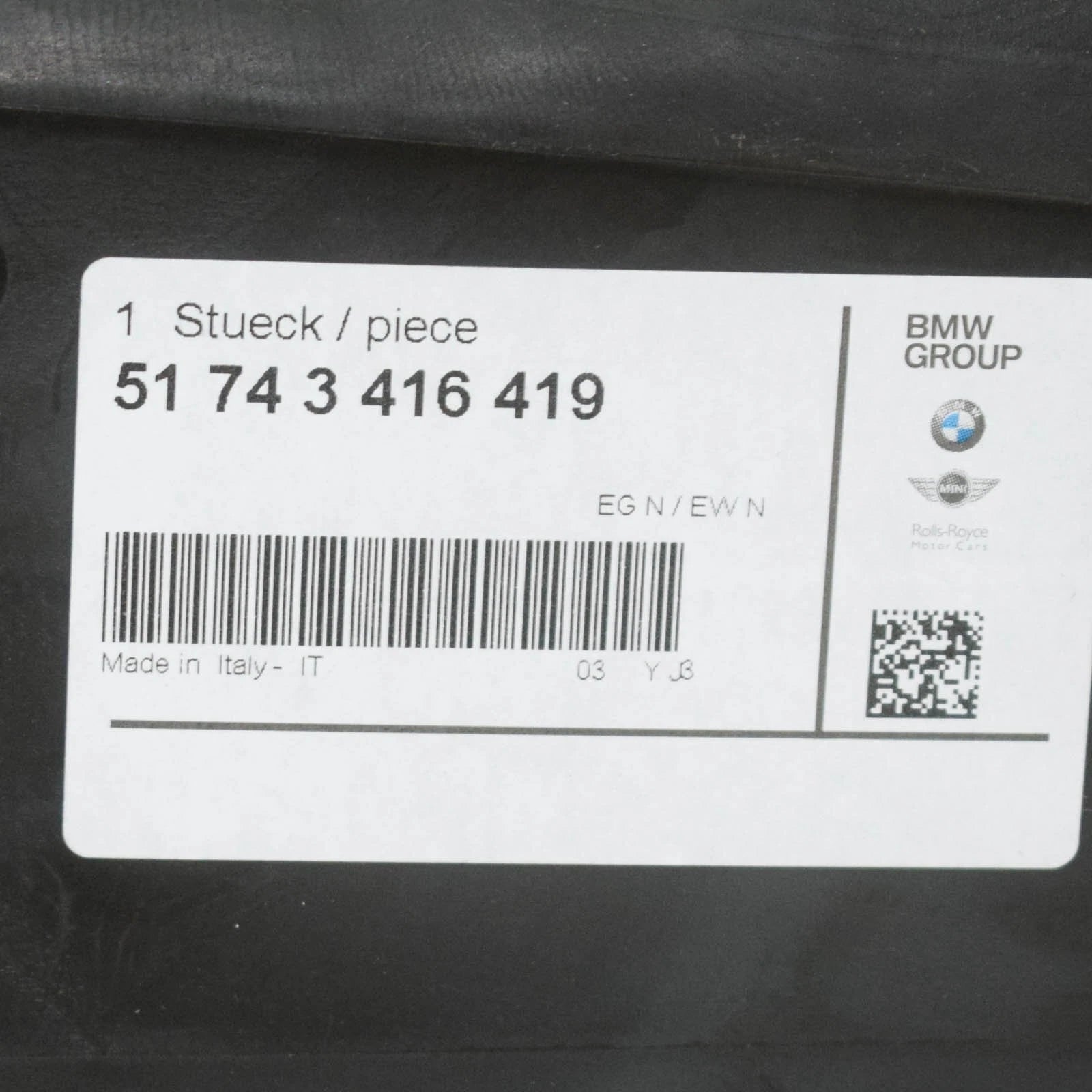 NEW BMW X3 E83 BOTTOM AIR DUCT 51743416419 3416419 ORIGINAL