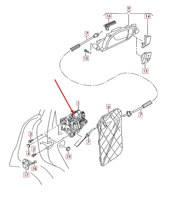NEW AUDI Q7 4L REAR RIGHT DOOR LOCK 3C4839016A ORIGINAL