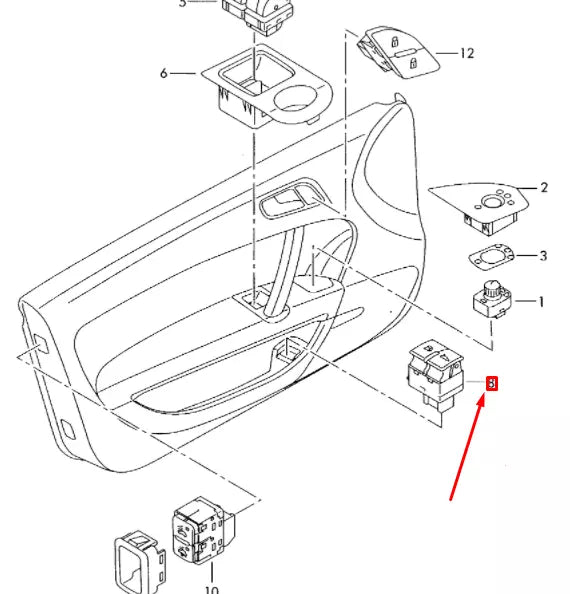 NEW AUDI A3 8P FUEL FLAP/REAR LID RELEASE SWITCH 8P0959833A5PR ORIGINAL