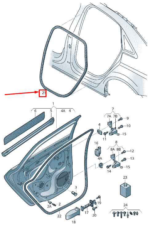 new audi a3 sportback 8v rear inner door sealing rubber 8v5833721a original
