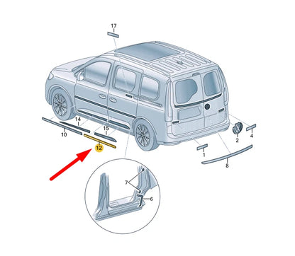 NEW VW CADDY MK4 SB REAR LEFT DOOR PROTECTIVE STRIP 2K48535353Q7 ORIGINAL